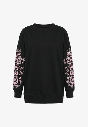 Studio Untold, SWEATSHIRT, OVERSIZE SHAPE, LANGARM-STICKEREI - Sweatshirt - black