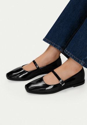 Jenny, Ankle strap ballerina shoes - black