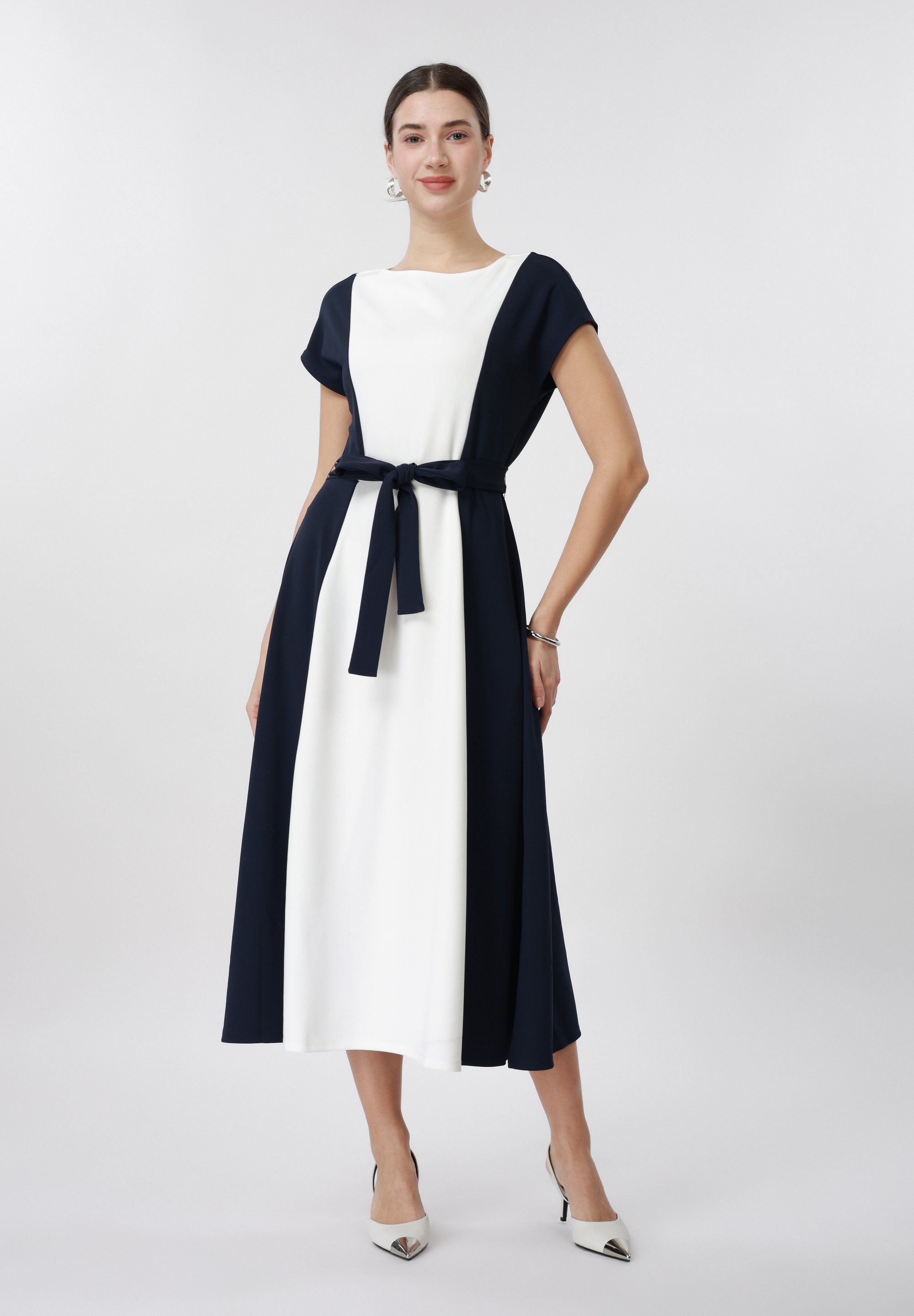 Anna Field Jersey dress - white/navy/white - Zalando.ie