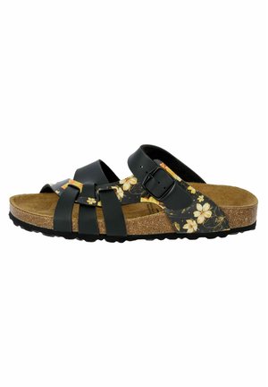 PANTOLETTE FLORA - Walking sandals - schwarz/gelb