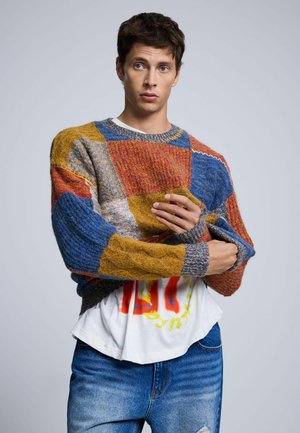 Desigual, PATCHWORK KNIT SWEATER - Jumper - orange
