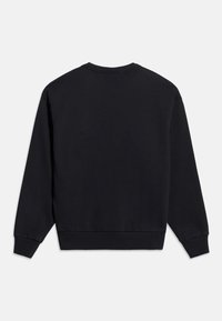 Μαύρο φούτερ με μακριά μανίκια και στρογγυλή λαιμόκοψη, με ριμπ μανσέτες και τελείωμα, εμφανίζεται από πίσω σε λευκό φόντο.