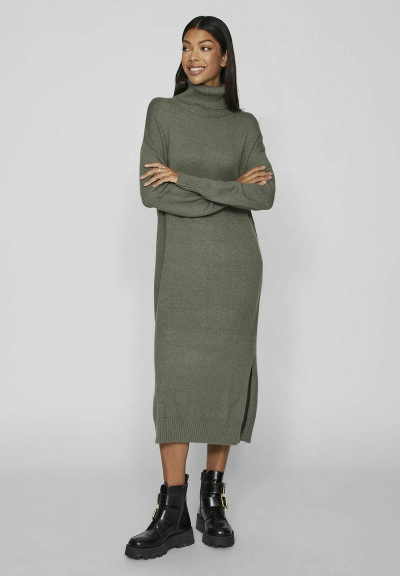 VILA VIRIL ROLL NECK MIDI - NOOS - Jumper dress - laurel wreath/light green  - Zalando.co.uk