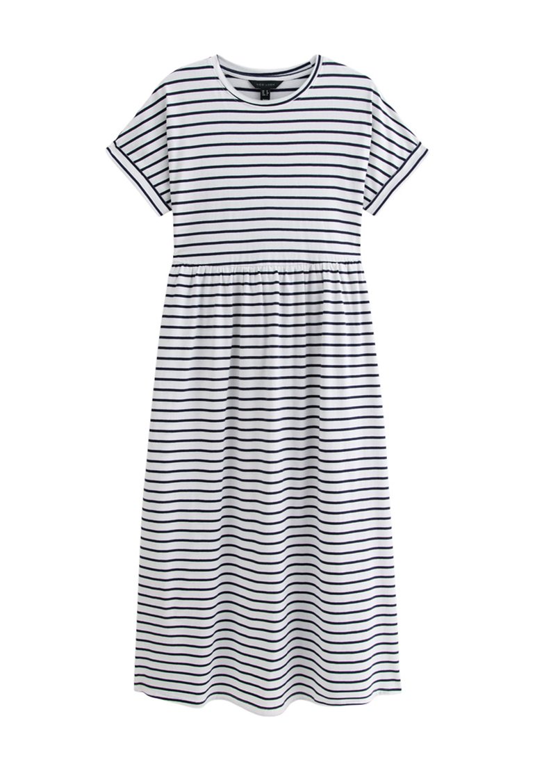 New Look STRIPE SMOCK MIDI - Jersey dress - white pattern/white - Zalando
