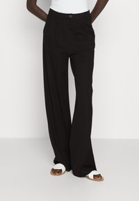 Even&Odd Tall - BUSINESS CASUAL WIDE LEGS WITH FRONT PLEATS  - Tygbyxor - black Miniatyrbild 1