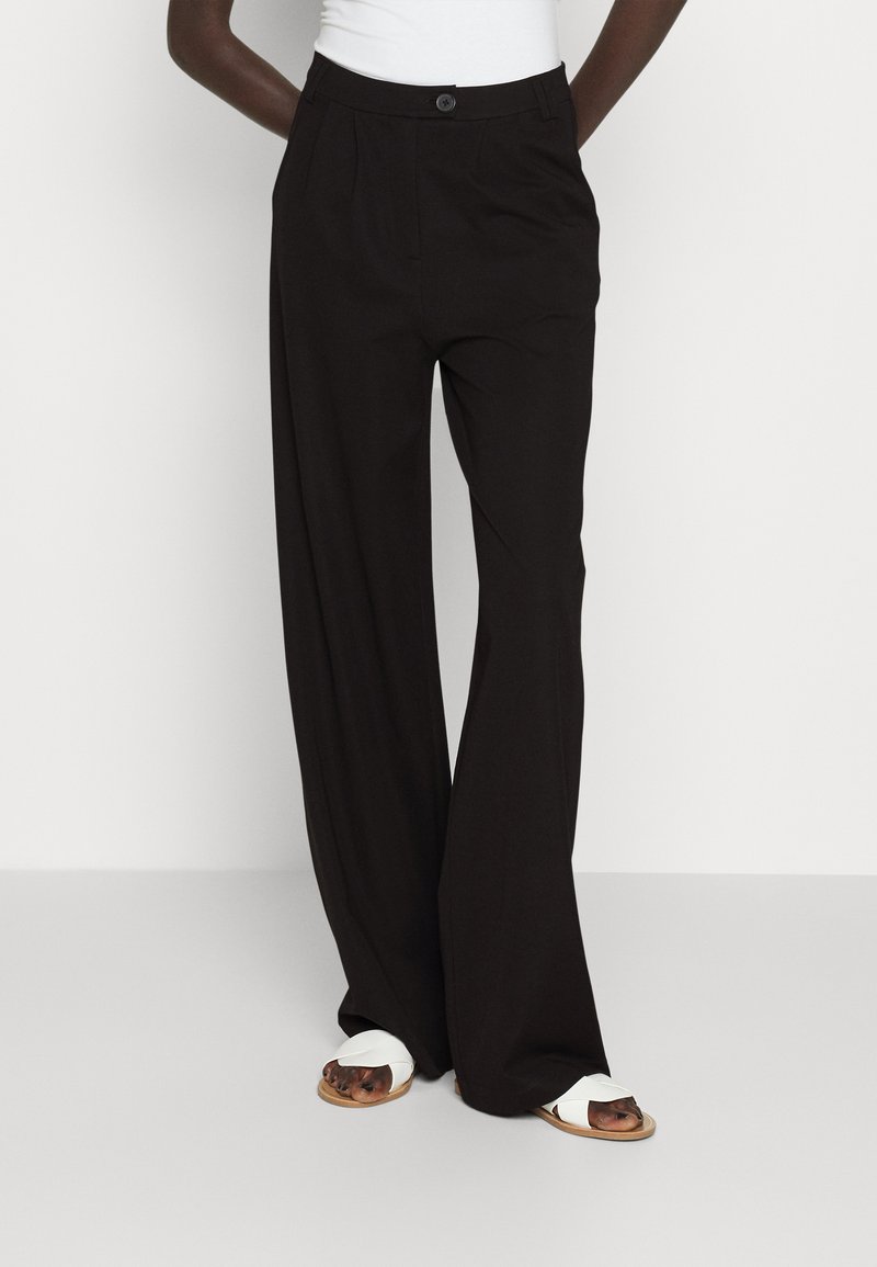 Even&Odd Tall - BUSINESS CASUAL WIDE LEGS WITH FRONT PLEATS  - Tygbyxor - black, Förstora