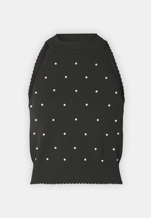ONLY, BIANKA SL PEARL HALTERNECK  - Μπλούζα - black