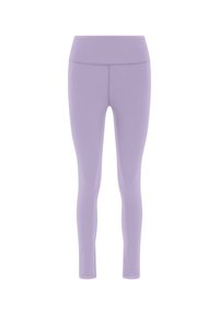 Lila leggings i stretchy tyg, med hög midja, slät yta och åtsittande design utan synliga mönster eller detaljer.