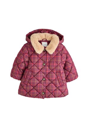 Next, FAUX FUR COLLAR SHOWER RESISTANT PADDED DUFFLE COAT - Wintermantel - burgundy red check