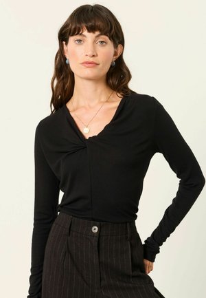 FatFace, TWIST FRONT LONG SLEEVE TOP - Long sleeved top - black