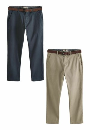 Next BELTED STRETCH 2 PACK- SLIM FIT - Chino stiliaus kelnės - navy