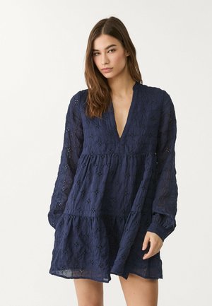 Stradivarius FLOWING WITH EMBROIDERY - Day dress - dark blue