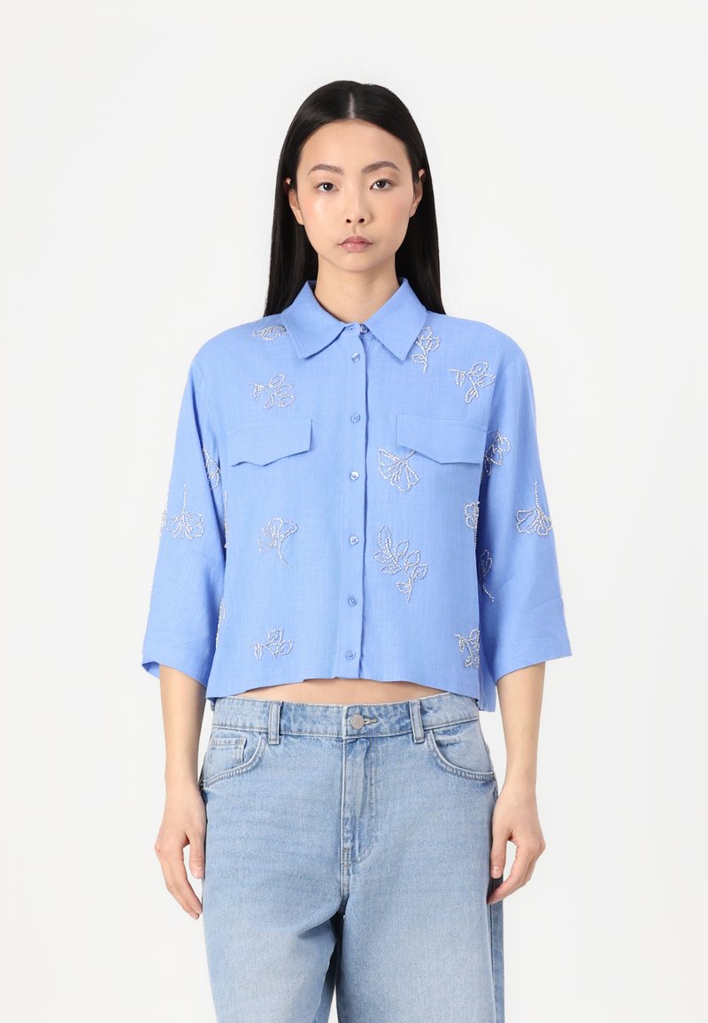Object OBJMIKA CROPPED SHIRT - Camicia - cornflower blue