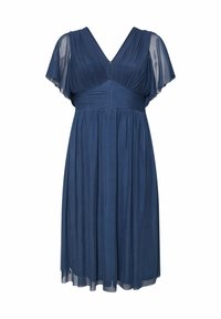 Yours Clothing PLEATED V-NECK MIDI - Vapaa-ajan mekko - navy