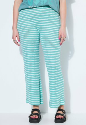 Studio Untold HOSE, WIDE LEGS, STRUKTUR UND RINGEL, ELASTIKBUND - Bukser - blue mint