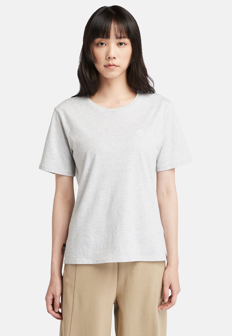 Timberland CORE EMBROIDERED - Basic T-shirt - light grey melange/light ...