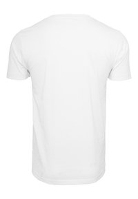 White short-sleeve t-shirt with a crew neckline. Smooth cotton material, standard fit, and no visible patterns or accents on the back.