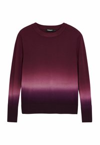 Maglione a collo rotondo in un intenso bordeaux scuro, con una sfumatura che passa a un viola più chiaro. Tessuto a maglia liscia, con polsini e orlo a costine. Design semplice con collo a giro.