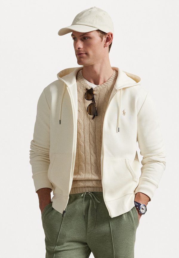 DOUBLE KNIT FULL ZIP HOODIE - Zip-up sweatshirt - pale cream
