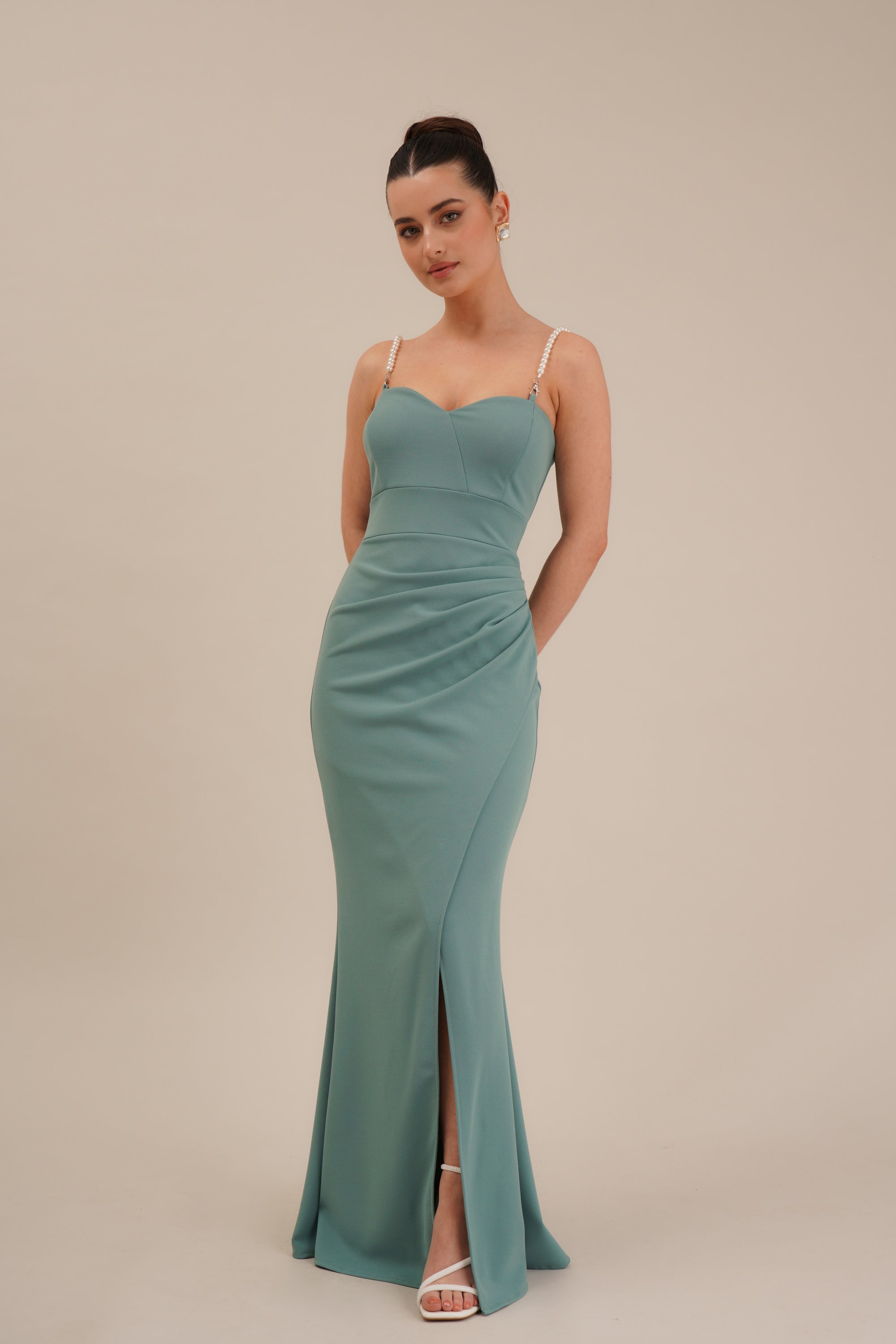 slim fit dress slacks V-Neck Mint Green Mini Sundress with A-Line Skirt– PromGirl