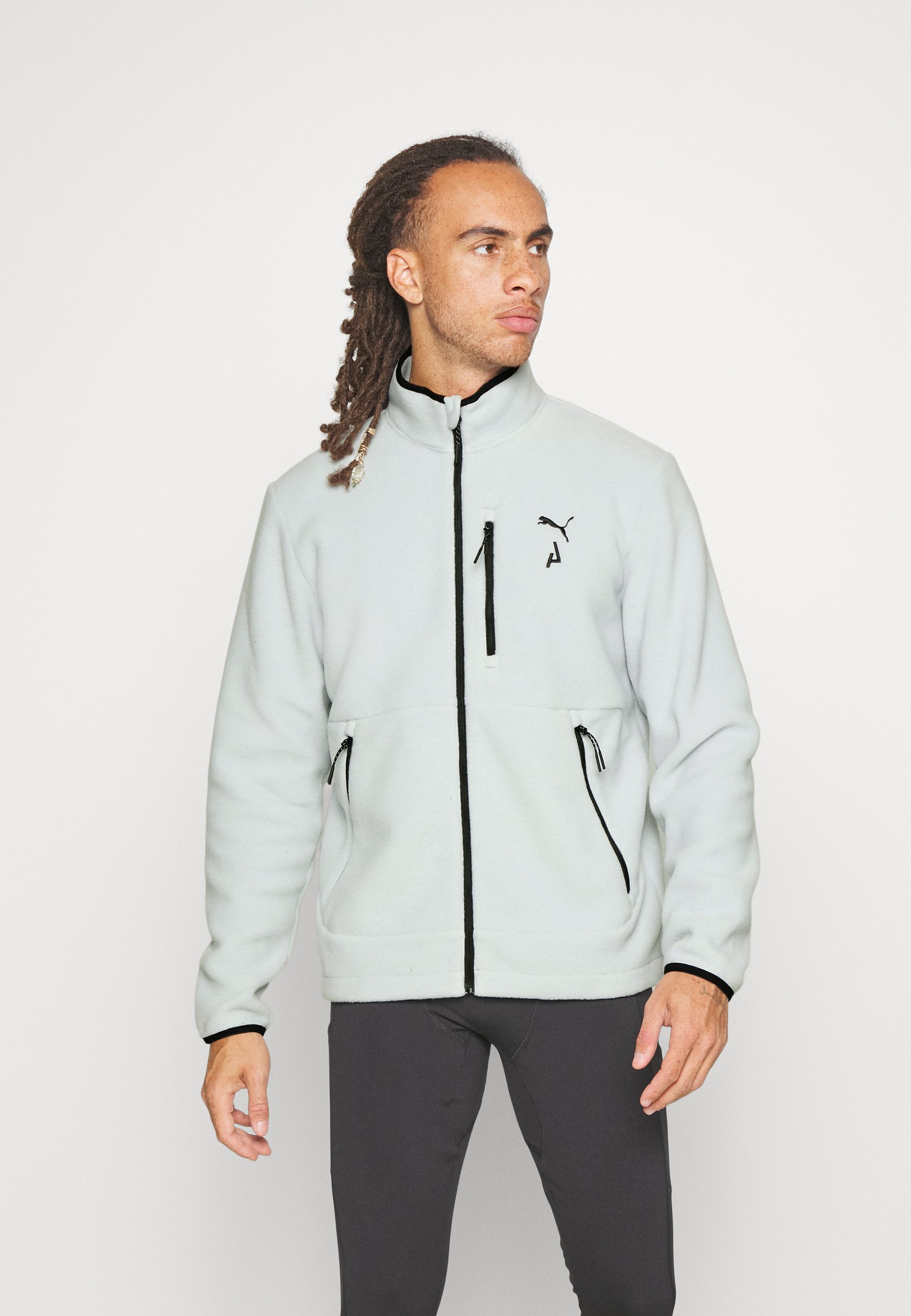 Puma Seasons Full Zip Fleece Jacket Platinum Gray, Men's, Size: XXL, Grey