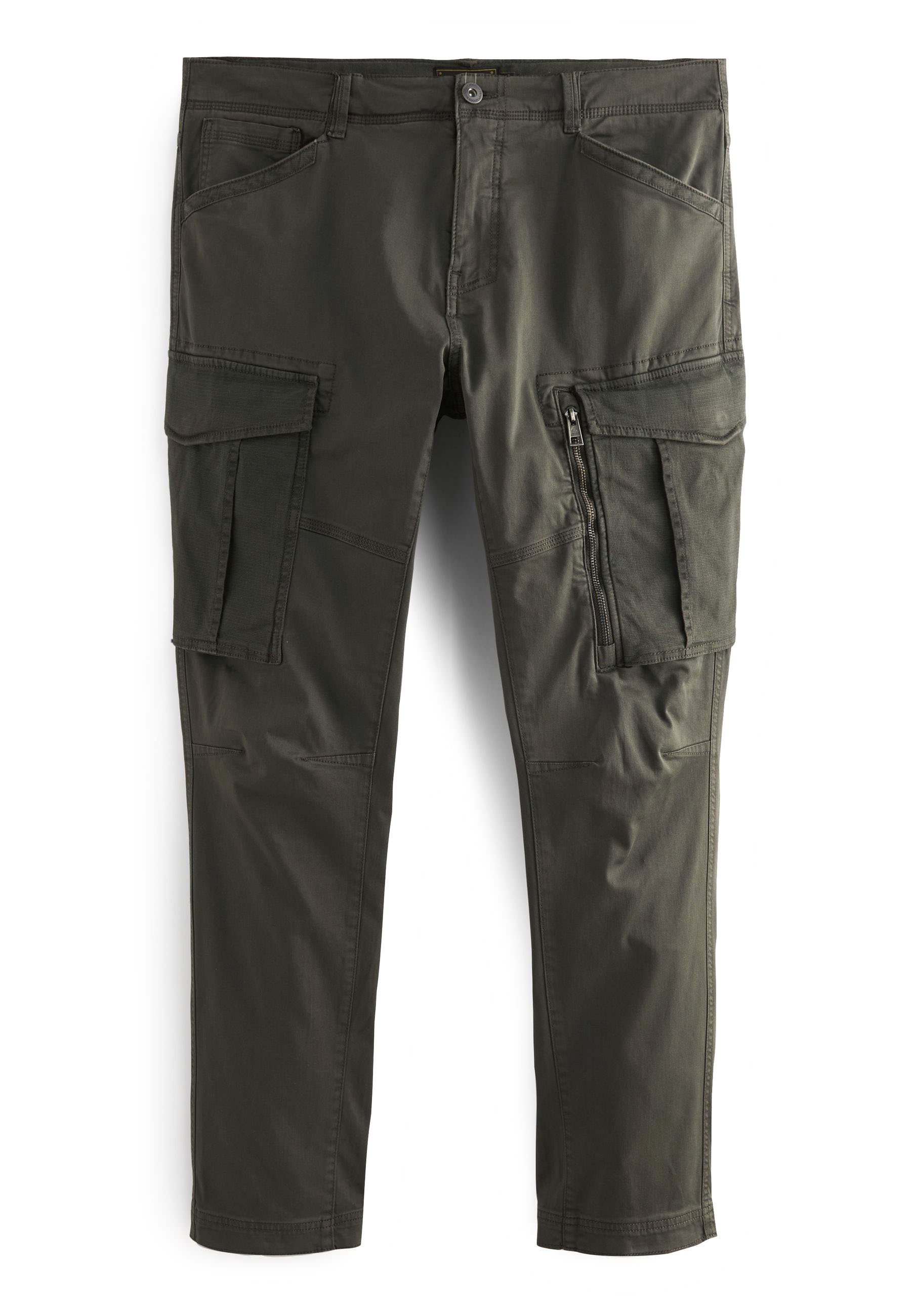 Next SLIM FIT ZIP POCKET - Pantaloni cargo - dark khaki green