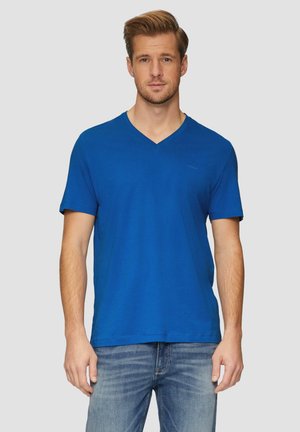 s.Oliver MIT LOGO UND V-AUSSCHNITT - T-Shirt basic - royalblau