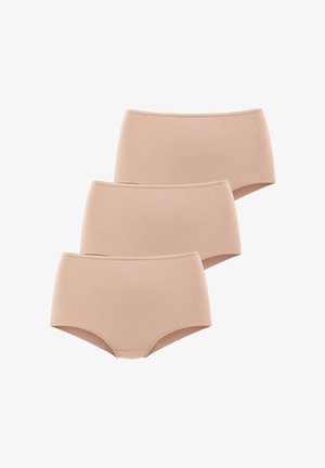 Pack of three high-waisted briefs in light beige, featuring a smooth texture and elastic waistband for comfort and fit.