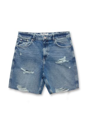 INSIDE, STRAIGHT DESGASTES - Shorts vaqueros - azul