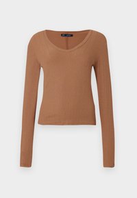 LUXE MOD  - Tops ar garām piedurknēm - kola nut