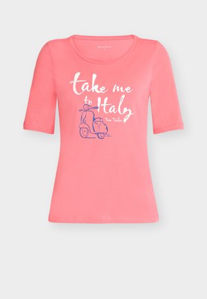 TOM TAILOR, T-SHIRT CREW NECK WITH PRINT - Μπλουζάκι με στάμπα - soft fuchsia pink