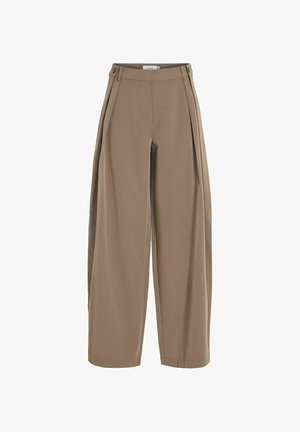 VILA, TROUSERS VIMAYA MID-WAIST - Pantalones - brown