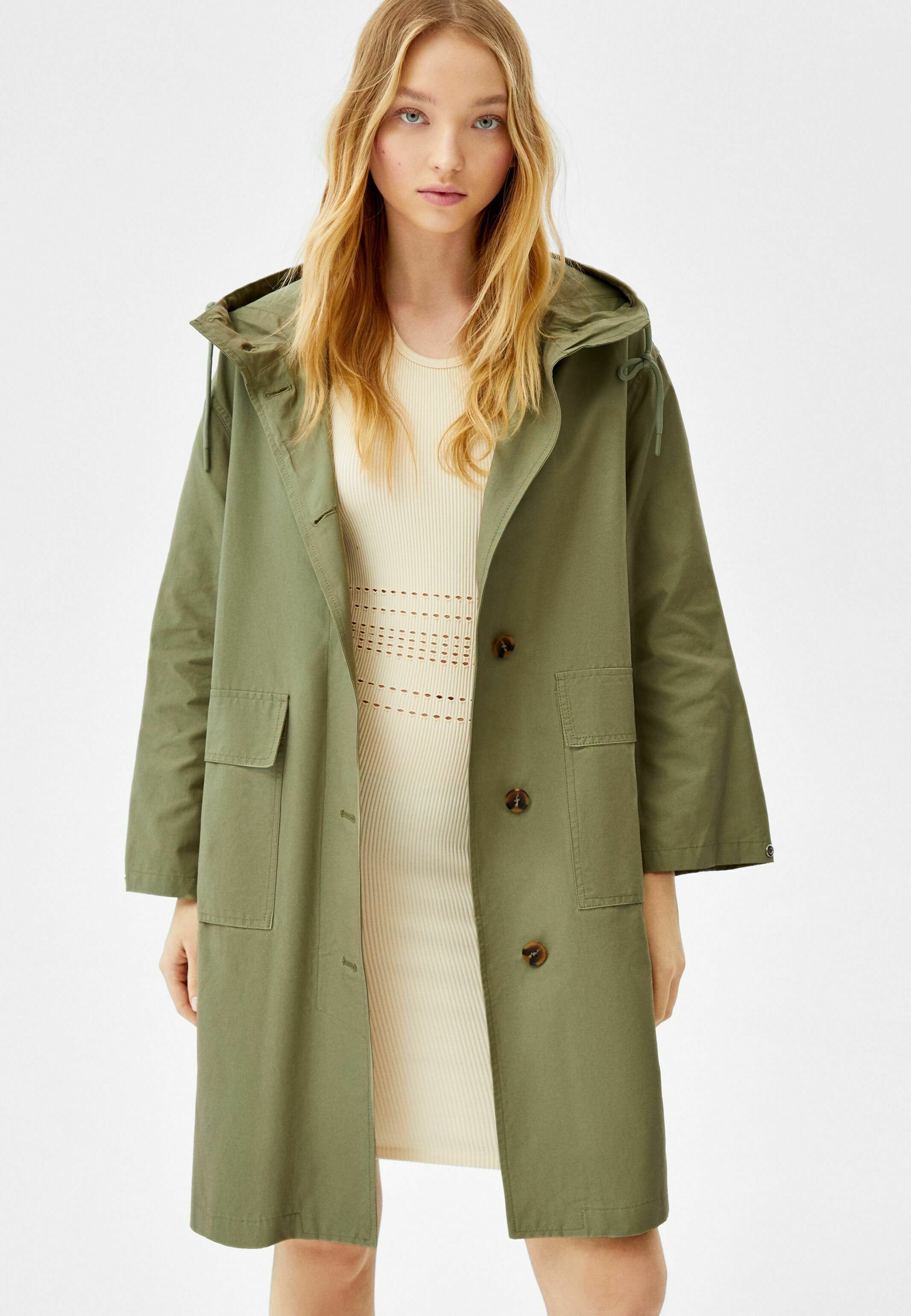 Bershka Short coat - khaki - Zalando.ie