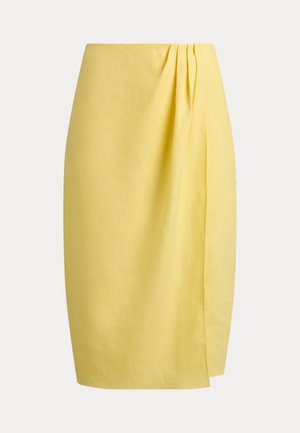Lauren Ralph Lauren, LINEN FAUX-WRAP PENCIL SKIRT - Ceruzaszoknya - lemon sorbet