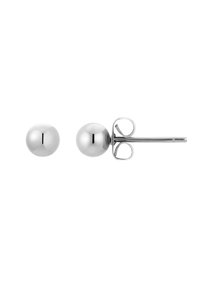 Orecchini a cerchio in argento con un design sferico lucido e liscio. Presentano una chiusura a perno con anelli decorativi per una vestibilità sicura.
