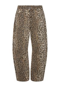 Pantalons en imprimé léopard dans une palette de couleurs marron, beige et noir. Fabriqués en tissu doux, avec une coupe décontractée et des poches latérales.