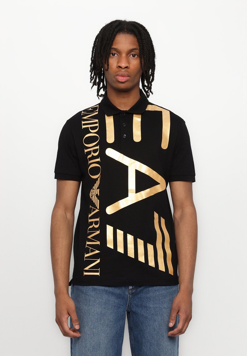 EA7 Emporio Armani - TRAIN LOGO SERIES  - Polo shirt - black/gold, Enlarge