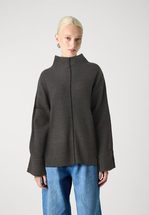 VILA VIVIGGA CONTRAST - Strickpullover - dark grey/black