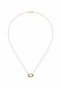 Goldkette mit einer zarten Kette und einem strukturierten ovalen Anhänger in der Mitte. Minimalistisches Design mit dezentem Glanz, ideal zum Schichten.