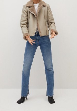 Imitatieleren jas - light grey