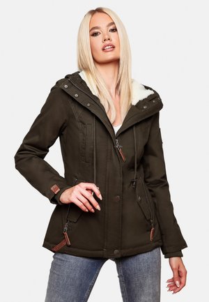 MARIKOO Sanakoo - Cappotto invernale caldo da donna con cappuccio, taglie XS-XXL, rosso sangue, XS