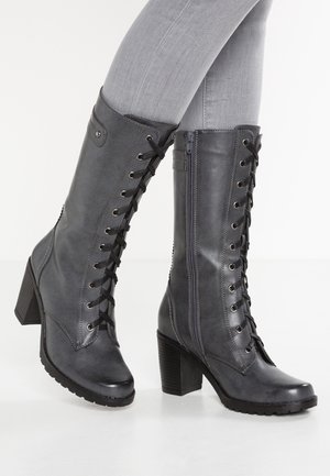 Šněrovací vysoké boty - dark blue