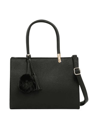 DE MANO RÍGIDO CON BORLA, POMPÓN Y CORREA EXTRAÍBLE - Bolso de mano - black