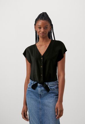 Pcpia Ss Tie Shirt Wvn Noos Black