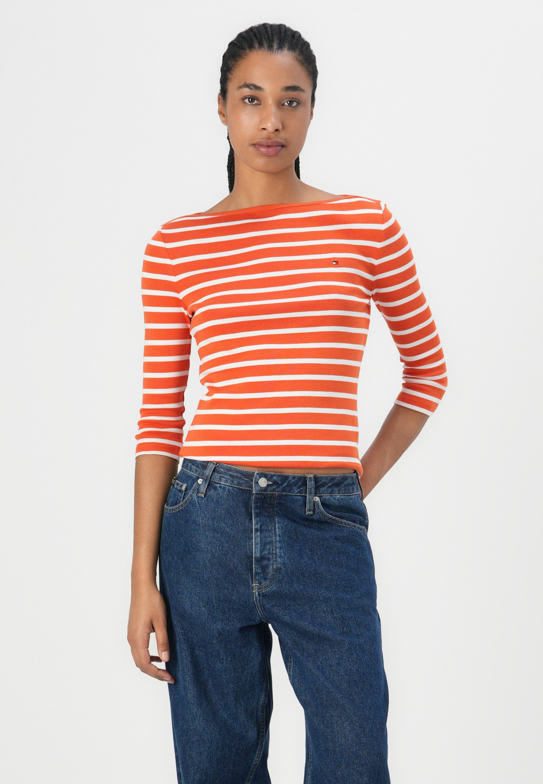 売れ筋商品|||トミー ヒルフィガー Tシャツ レディース トップス NEW CODY SLIM BOAT  - Long sleeved top - classic breton orange/ecu Cody Boat Neck T-Shirt | T-Shirts | Tommy Hilfiger