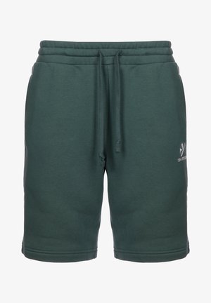 Zelené bavlněné šortky s elastickým pasem, šňůrkou na stažení a logem na přední straně. Hladká textura a design do délky kolen.