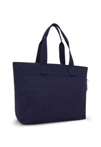 Borsa a tracolla blu navy realizzata in materiale testurizzato, con due manici robusti e una tasca con zip sul lato per lo stoccaggio.