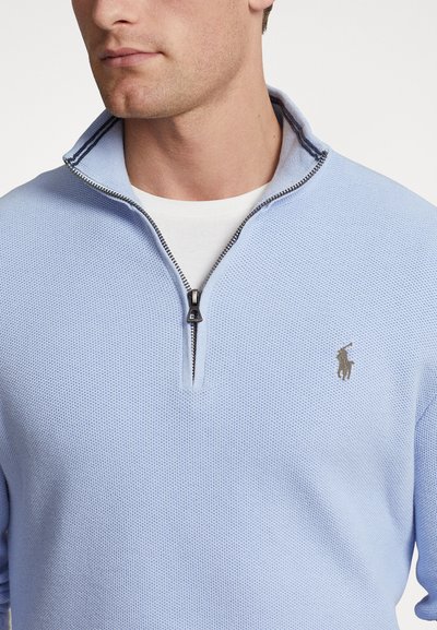 Polo Ralph Lauren KNIT COTTON QUARTER ZIP JUMPER - Džemperis - blue hyacinth