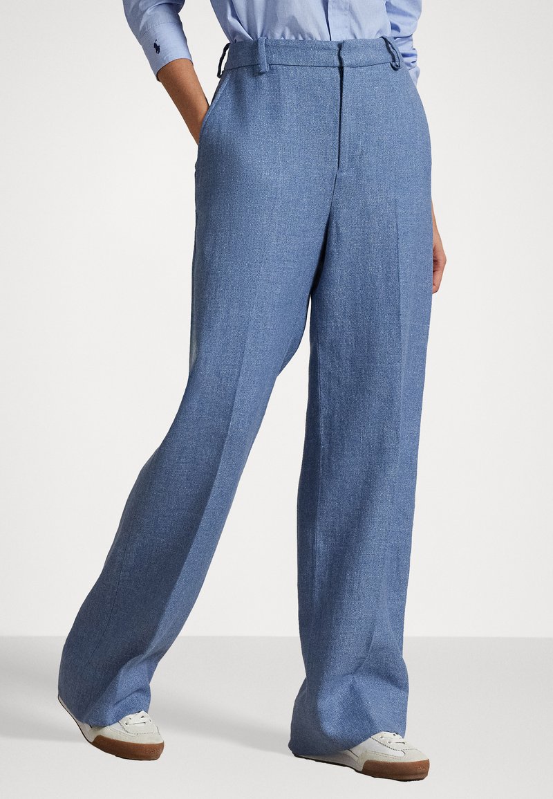 Polo Ralph Lauren LINEN COTTON TWILL WIDE LEG TROUSER - Trousers - blue
