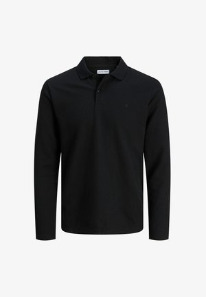 Sort langærmet polo skjorte med en struktureret stofkvalitet. Har en klassisk krave og en tre-knap lukning. Diskret branding på brystet.